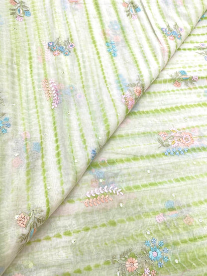 Pure Banarasi Chanderi Multi Embroidery With Sibori (44'inch)