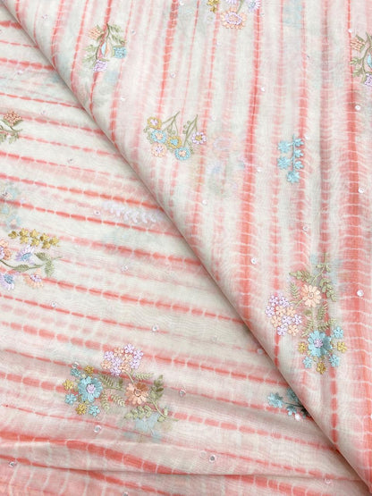 Pure Banarasi Chanderi Multi Embroidery With Sibori (44'inch)