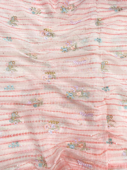 Pure Banarasi Chanderi Multi Embroidery With Sibori (44'inch)