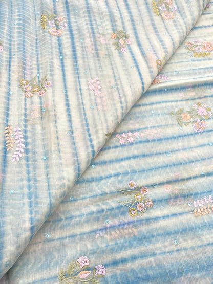 Pure Banarasi Chanderi Embroidery With Sibori Fabric Set (44'inch)