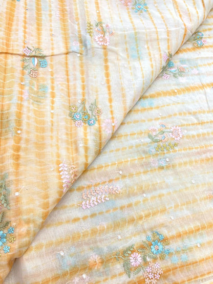 Pure Banarasi Chanderi Multi Embroidery With Sibori (44'inch)