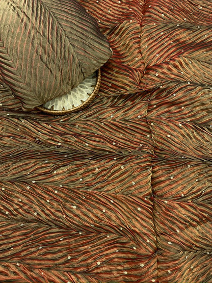 Pure Banarasi Silk Tissue With Sibori Fabric Set