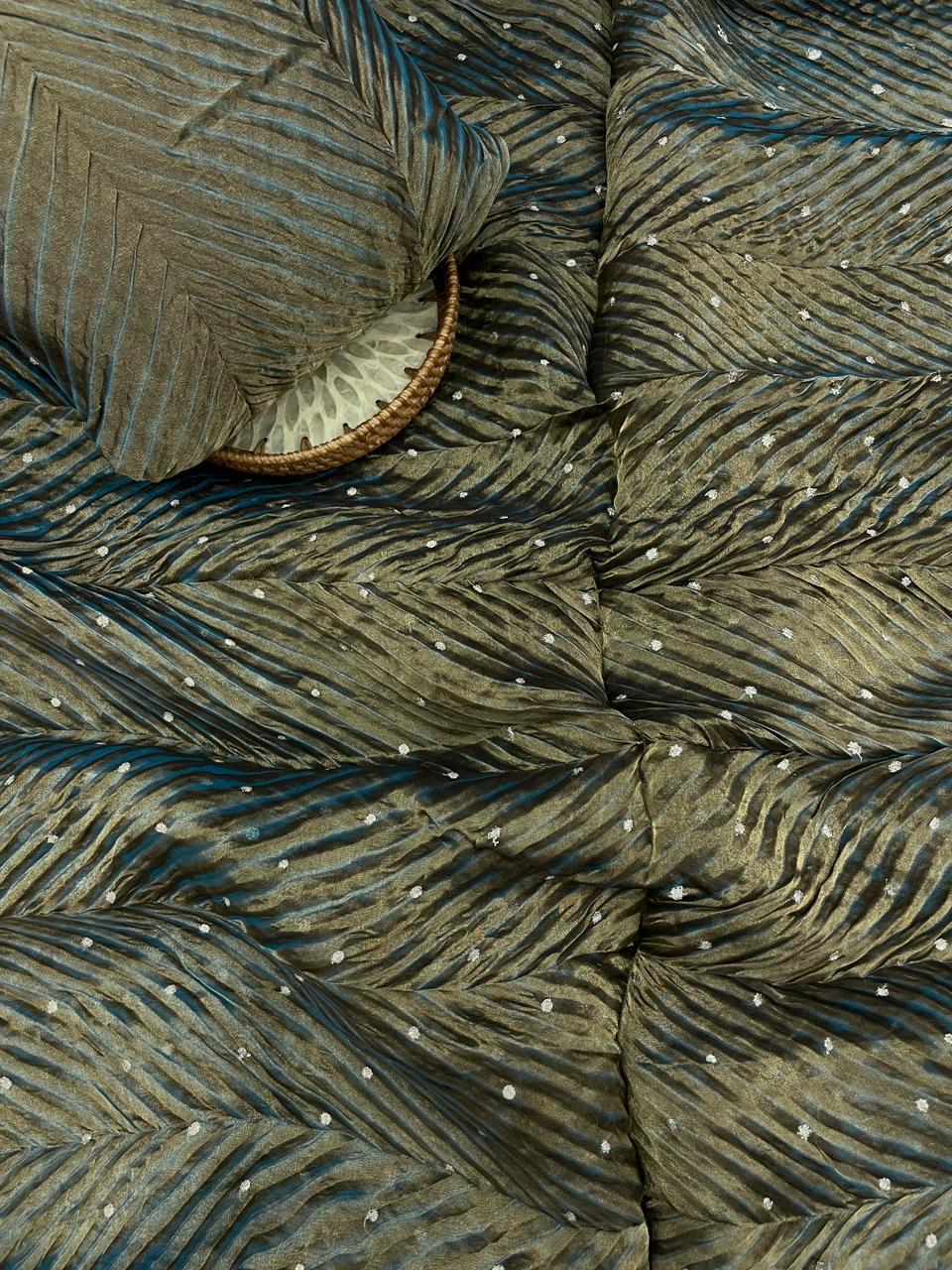 Pure Banarasi Silk Tissue With Sibori Fabric Set
