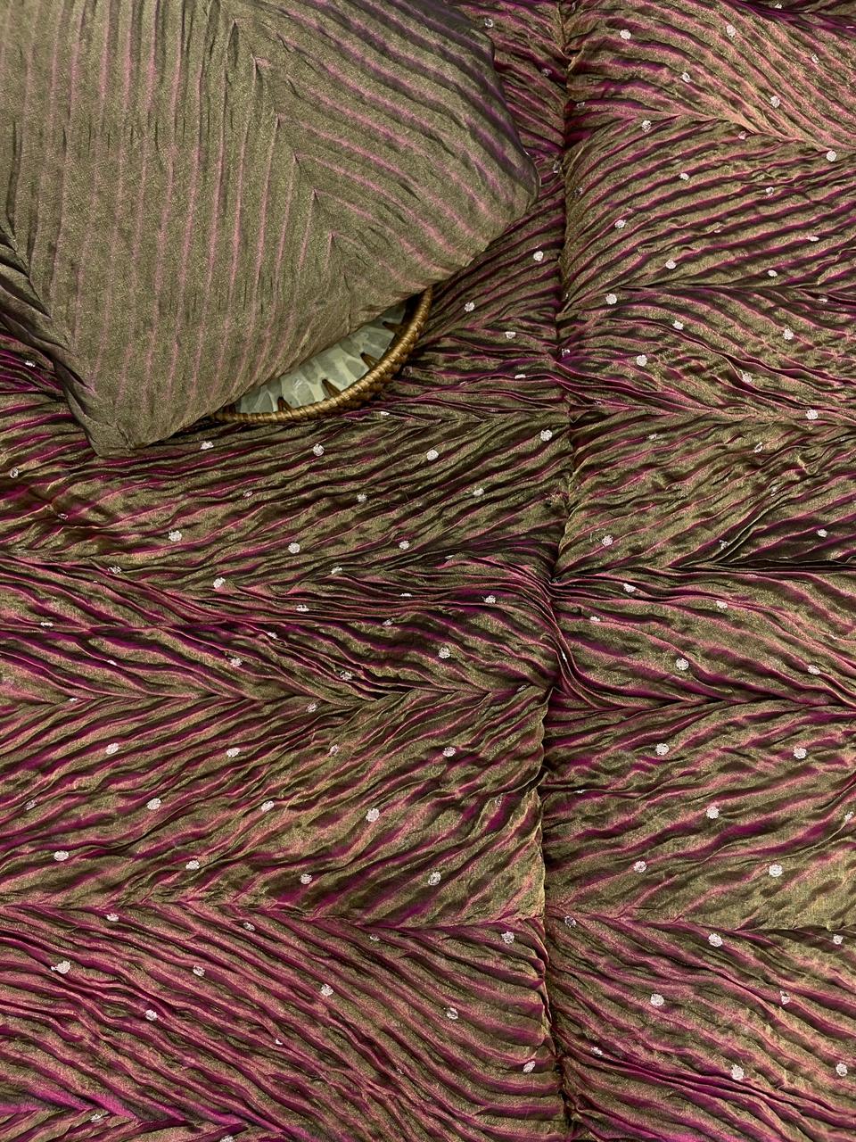 Pure Banarasi Silk Tissue With Sibori Fabric Set