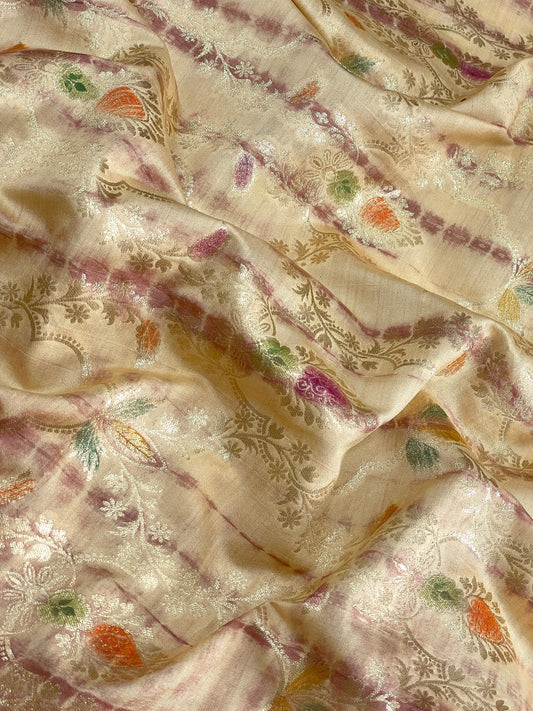 Banarasi Pure Silk Zari with Brush Paint & Shibori Dye