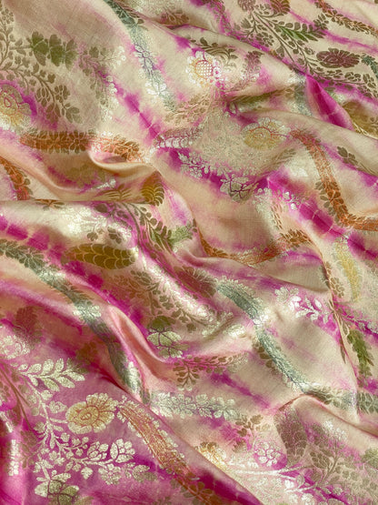 Banarasi Pure Silk Zari with Brush Paint & Shibori Dye