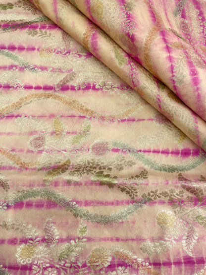 Banarasi Pure Silk Zari with Brush Paint & Shibori Dye