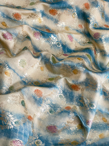 Banarasi Pure Silk Zari with Brush Paint & Shibori Dye