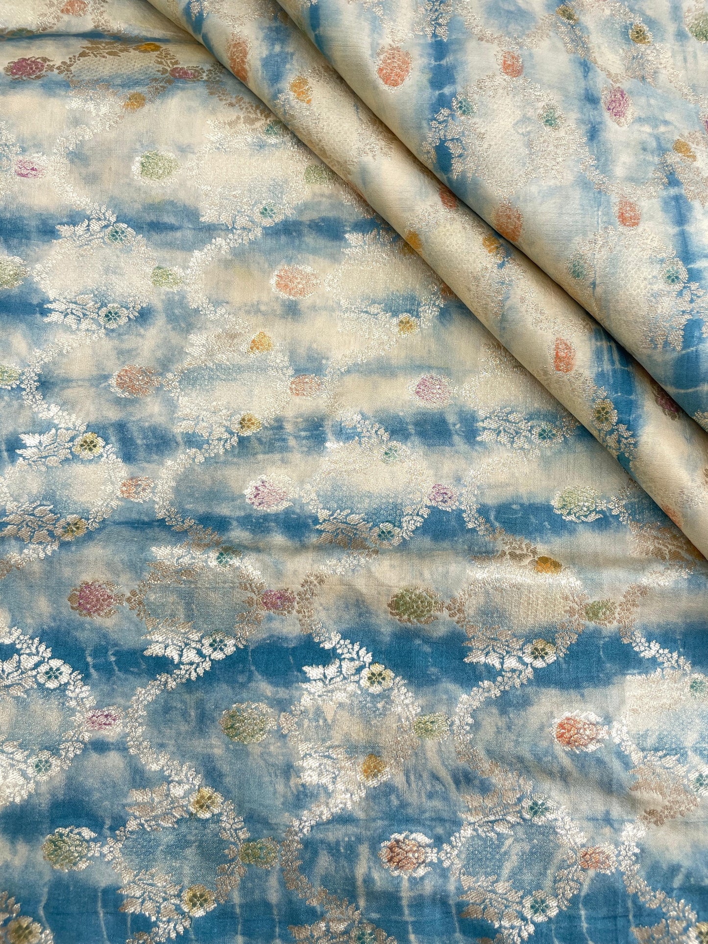 Banarasi Pure Silk Zari with Brush Paint & Shibori Dye