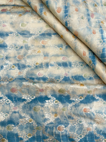 Banarasi Pure Silk Zari with Brush Paint & Shibori Dye