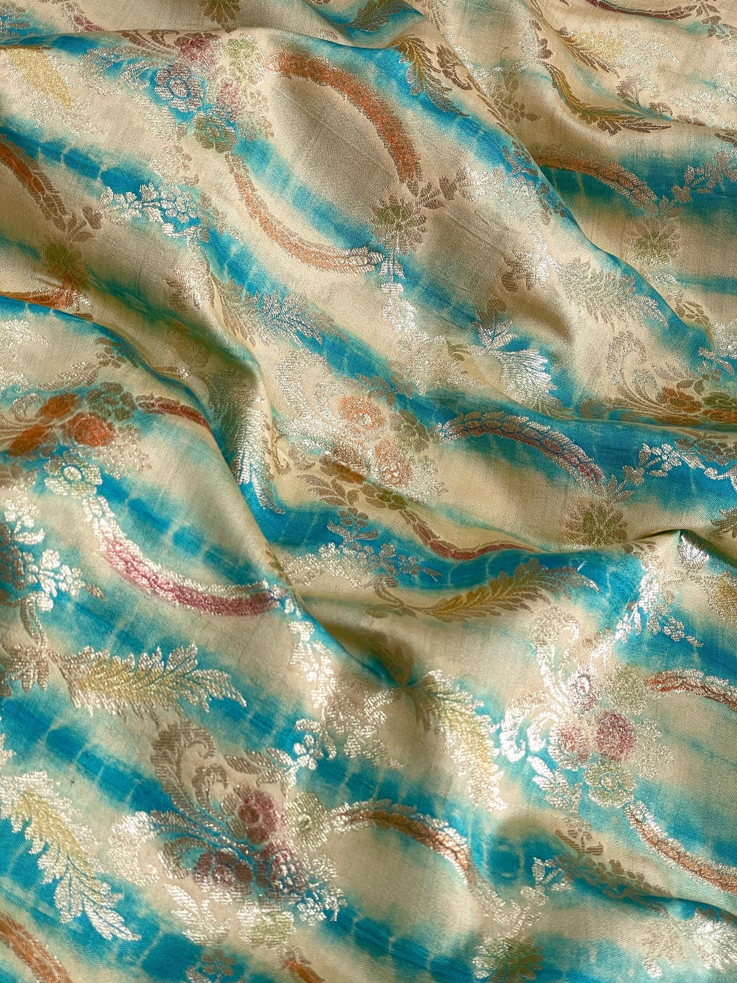 Banarasi Pure Silk Zari with Brush Paint & Shibori Dye