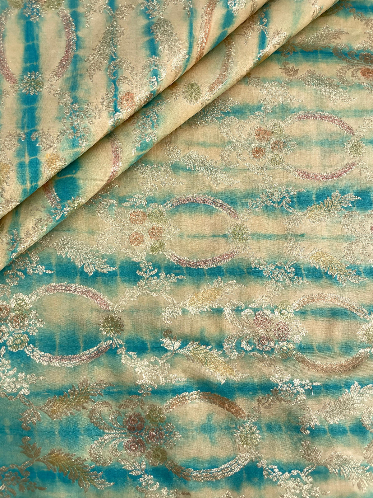 Banarasi Pure Silk Zari with Brush Paint & Shibori Dye