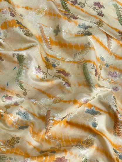 Banarasi Pure Silk Zari with Brush Paint & Shibori Dye