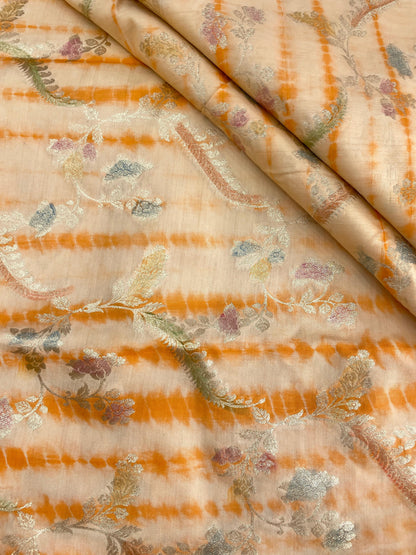 Banarasi Pure Silk Zari with Brush Paint & Shibori Dye
