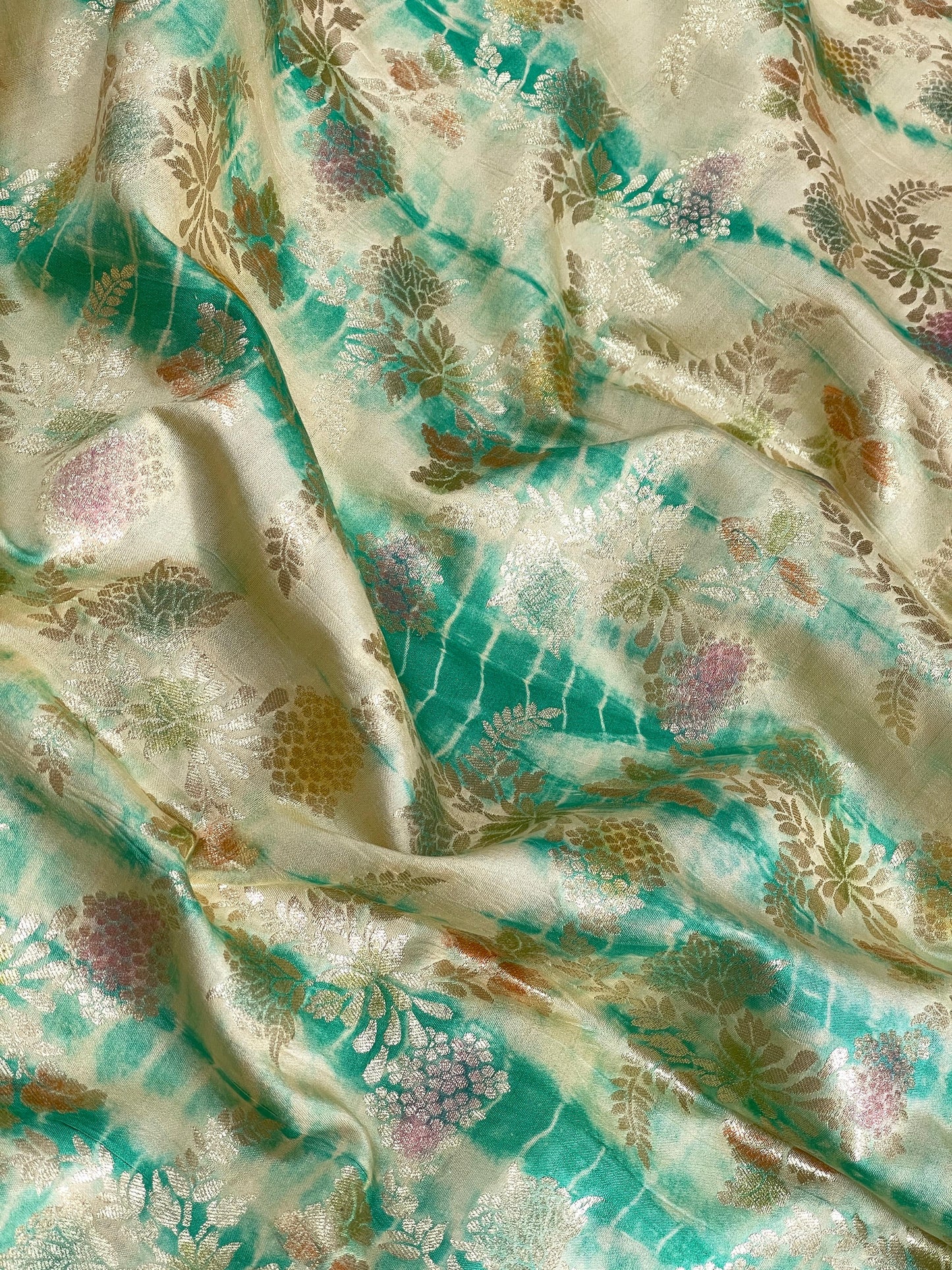Banarasi Pure Silk Zari with Brush Paint & Shibori Dye