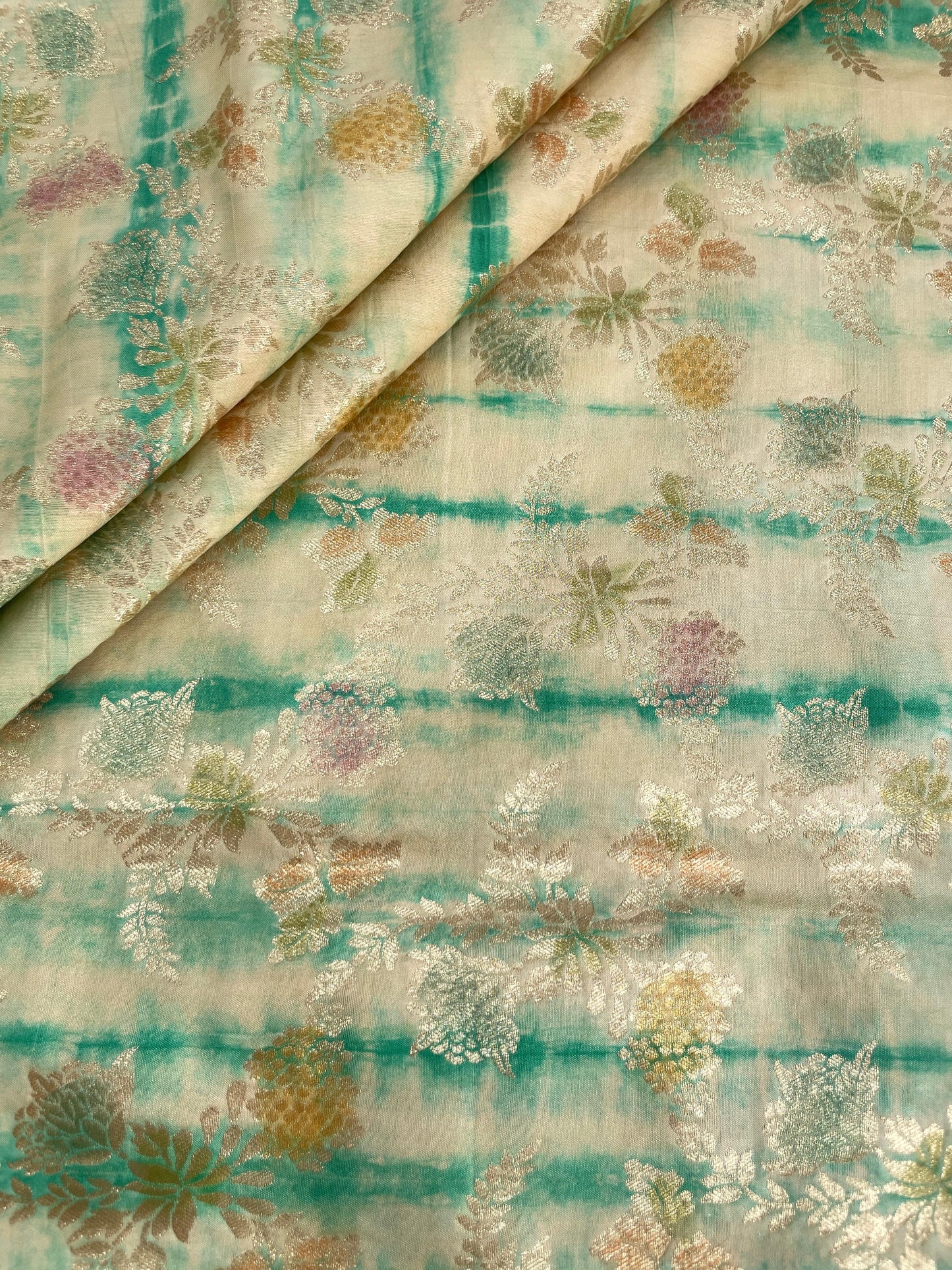 Banarasi Pure Silk Zari with Brush Paint & Shibori Dye