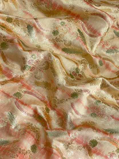 Banarasi Pure Silk Zari with Brush Paint & Shibori Dye