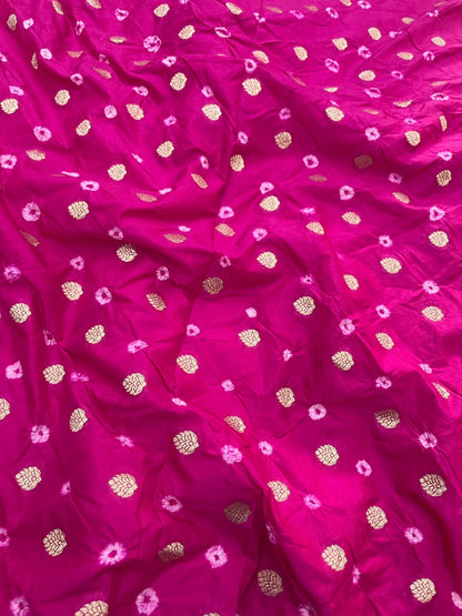 Banarasi Silk Zari Butti With Hand Bandhani(44'inch)
