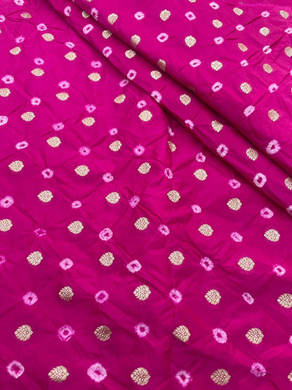 Banarasi Silk Zari Butti With Hand Bandhani(44'inch)