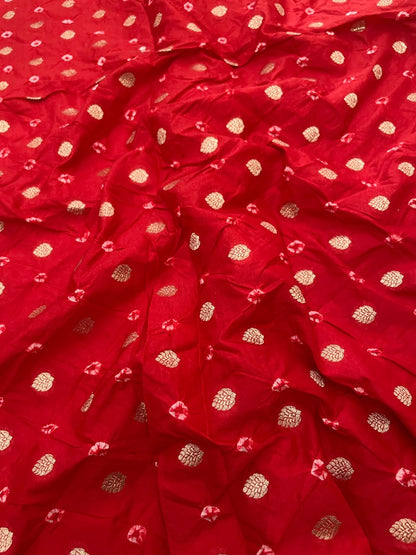 Banarasi Silk Zari Butti With Hand Bandhani(44'inch)
