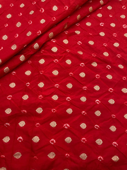 Banarasi Silk Zari Butti With Hand Bandhani(44'inch)
