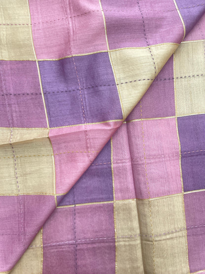 Banarasi Pure Munga Print With Hand Katha Embroidery