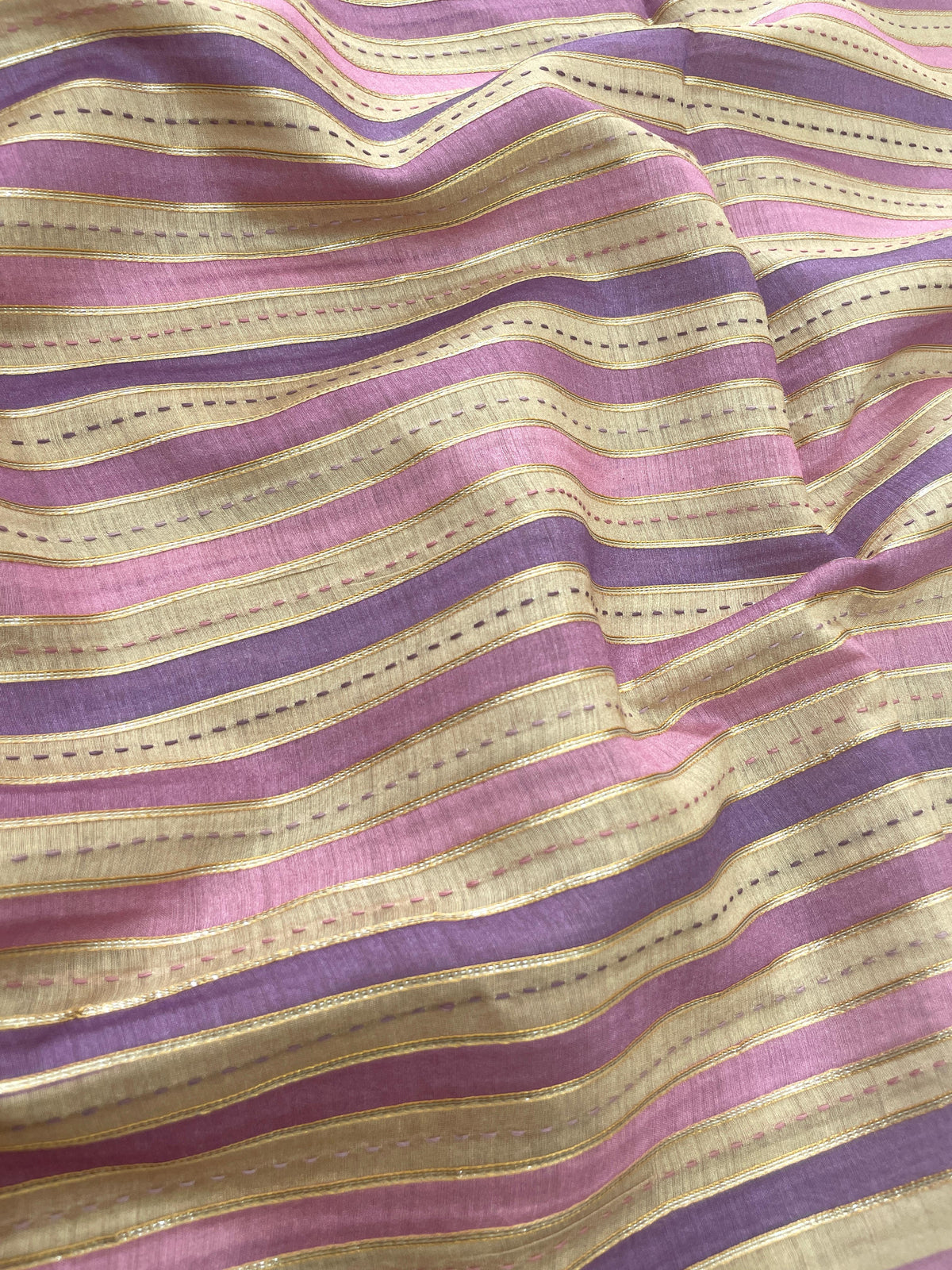 Banarasi Pure Munga Print With Hand Katha Embroidery