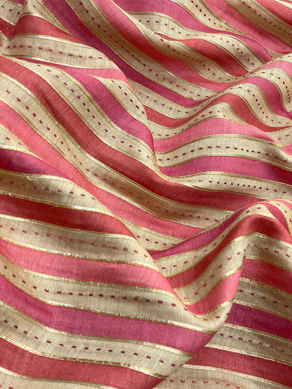 Banarasi Pure Munga Print With Hand Katha Embroidery