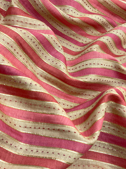 Banarasi Pure Munga Print With Hand Katha Embroidery