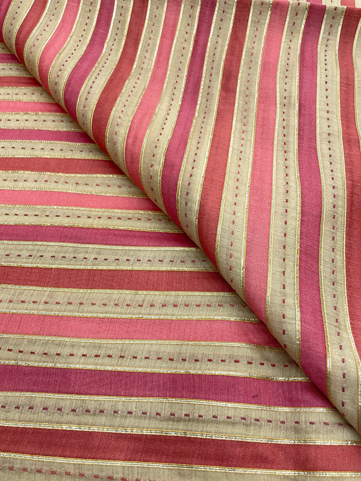 Banarasi Pure Munga Print With Hand Katha Embroidery