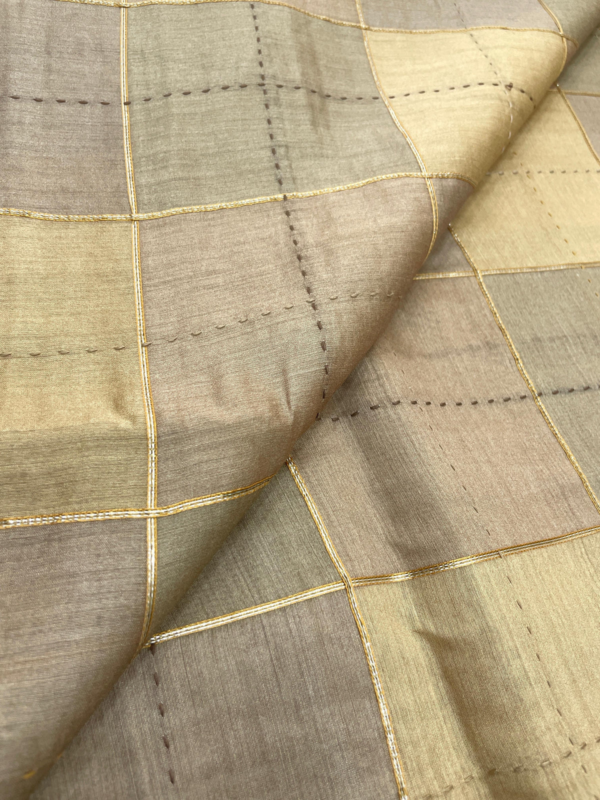 Banarasi Pure Munga Print With Hand Katha Embroidery