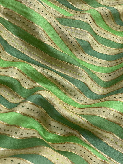 Banarasi Pure Munga Print With Hand Katha Embroidery