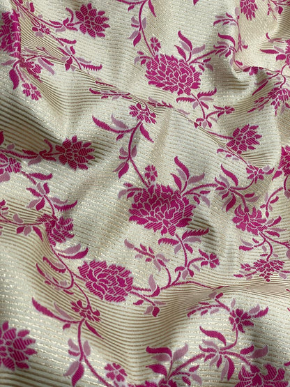Pure Banarasi Silk Tissue Stripe With Resham Jaal