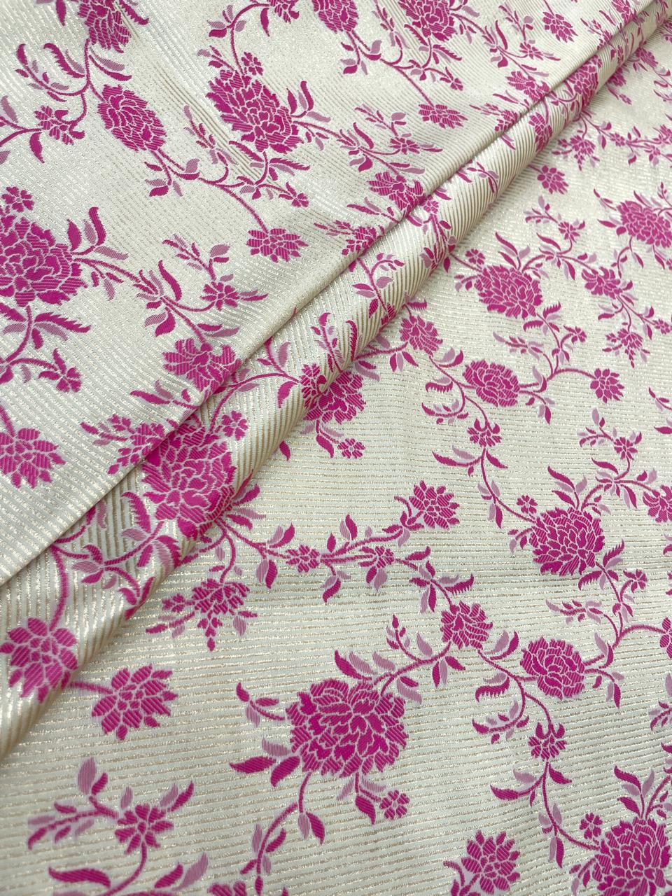 Pure Banarasi Silk Tissue Stripe With Resham Jaal
