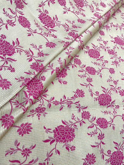 Pure Banarasi Silk Tissue Stripe With Resham Jaal