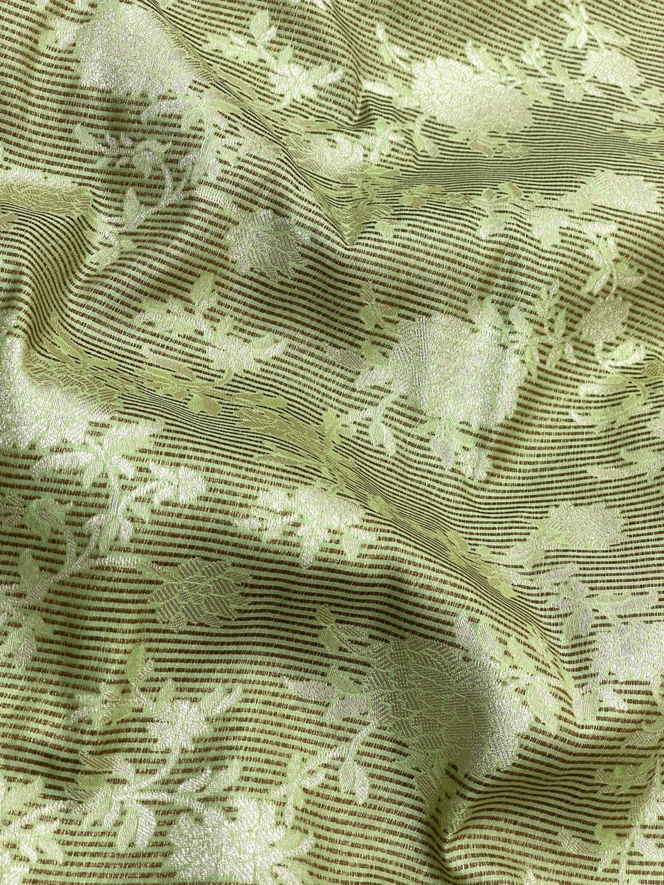 Pure Banarasi Silk Tissue Stripe With Resham Jaal