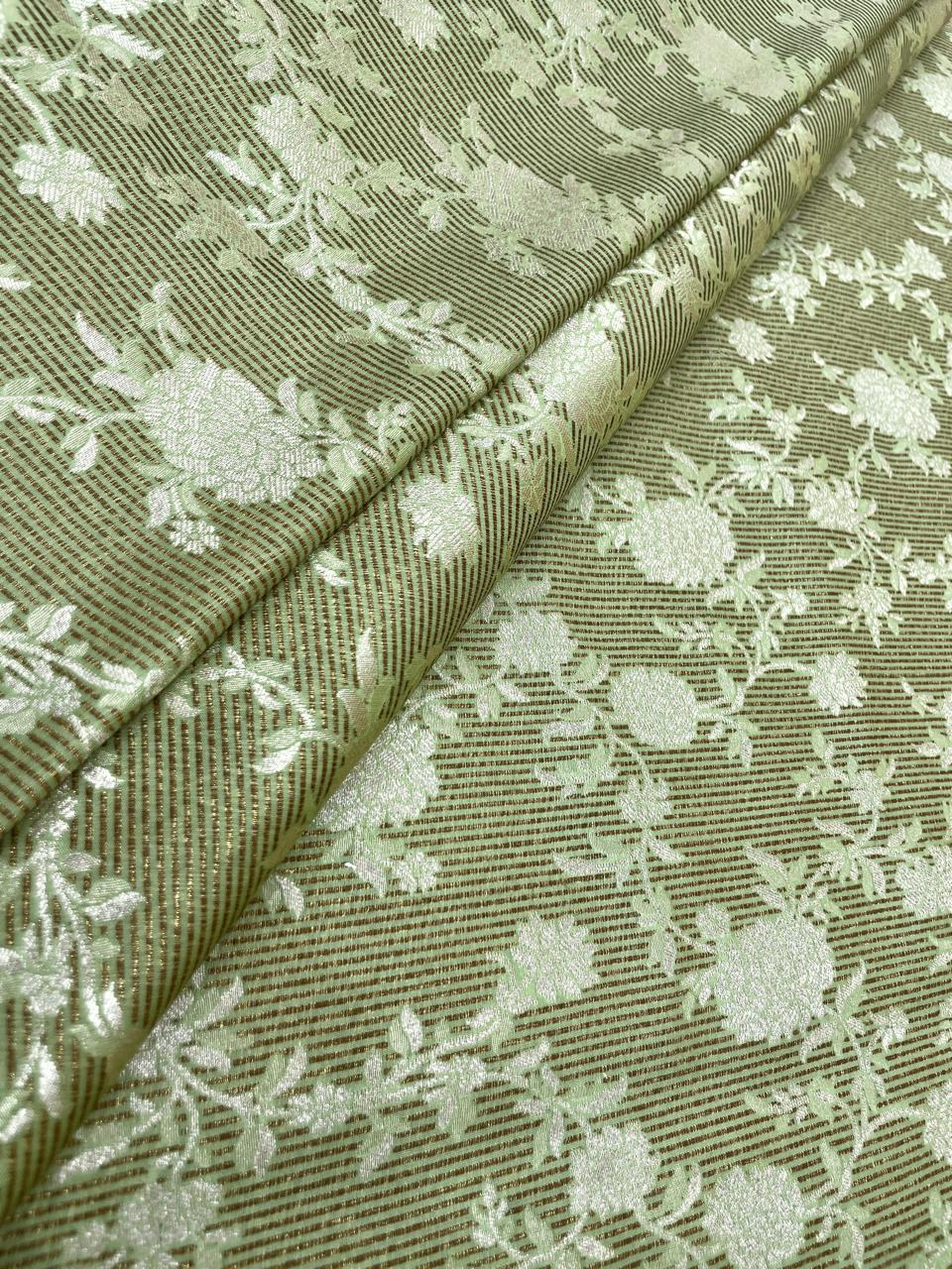 Pure Banarasi Silk Tissue Stripe With Resham Jaal