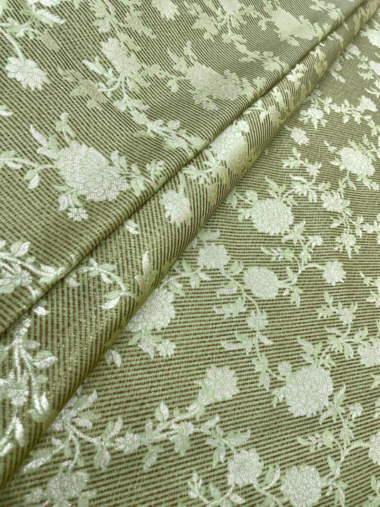 Pure Banarasi Silk Tissue Stripe With Resham Jaal