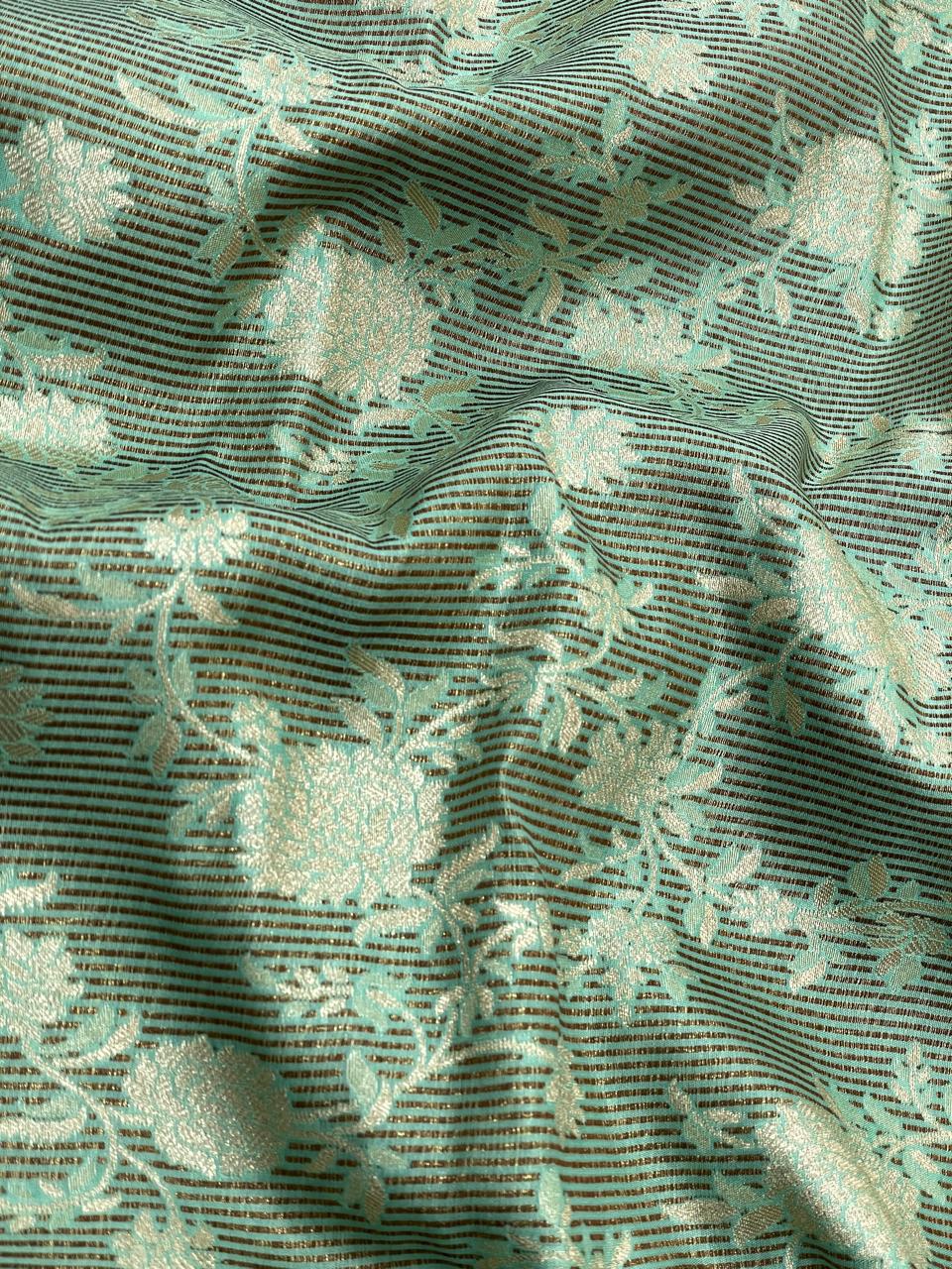 Pure Banarasi Silk Tissue Stripe With Resham Jaal