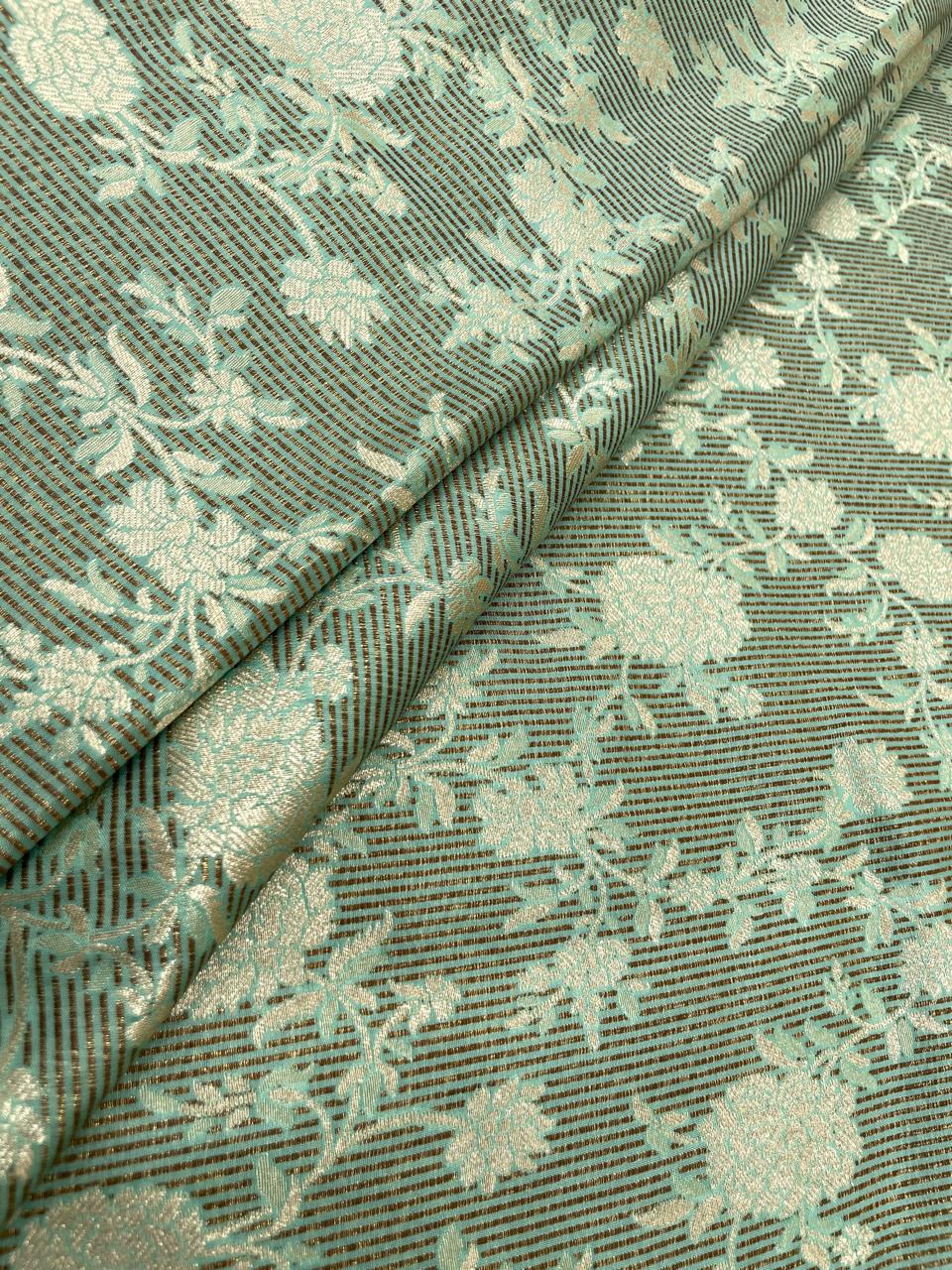 Pure Banarasi Silk Tissue Stripe With Resham Jaal
