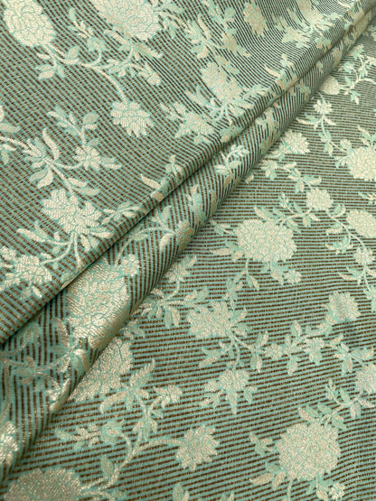 Pure Banarasi Silk Tissue Stripe With Resham Jaal