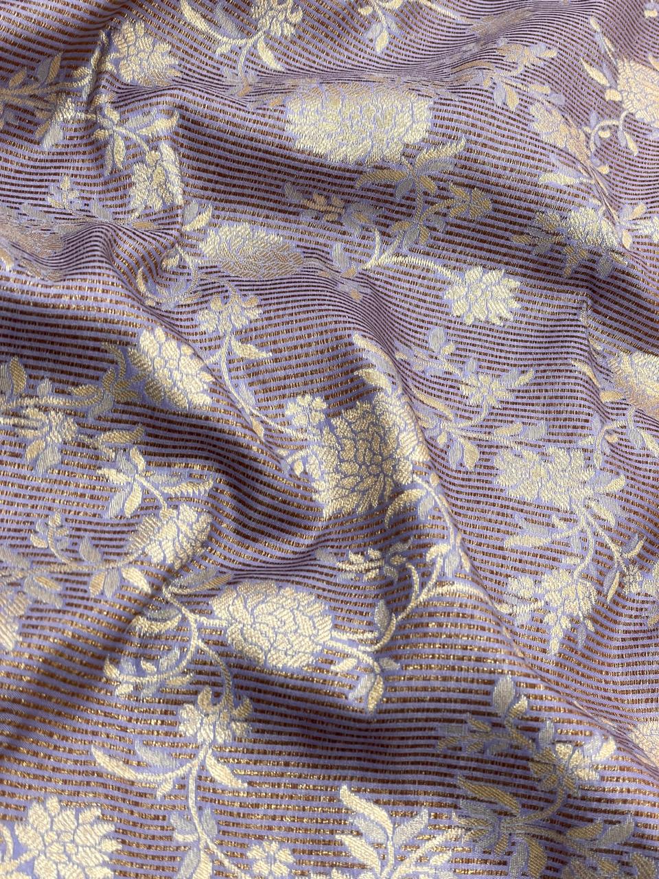 Pure Banarasi Silk Tissue Stripe With Resham Jaal