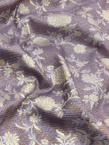 Pure Banarasi Silk Tissue Stripe With Resham Jaal