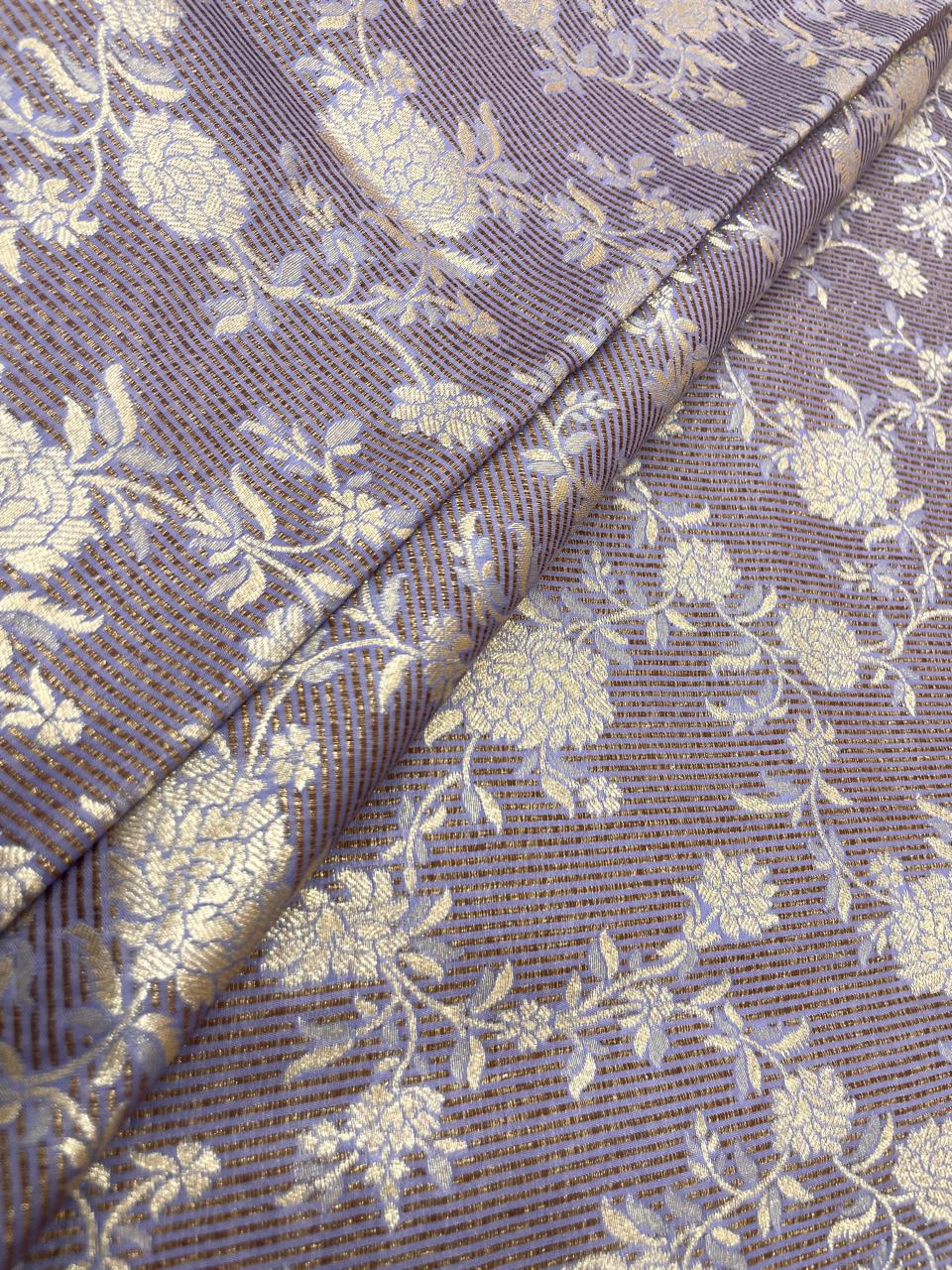 Pure Banarasi Silk Tissue Stripe With Resham Jaal