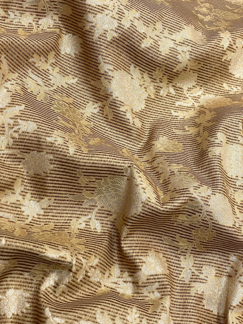 Pure Banarasi Silk Tissue Stripe With Resham Jaal