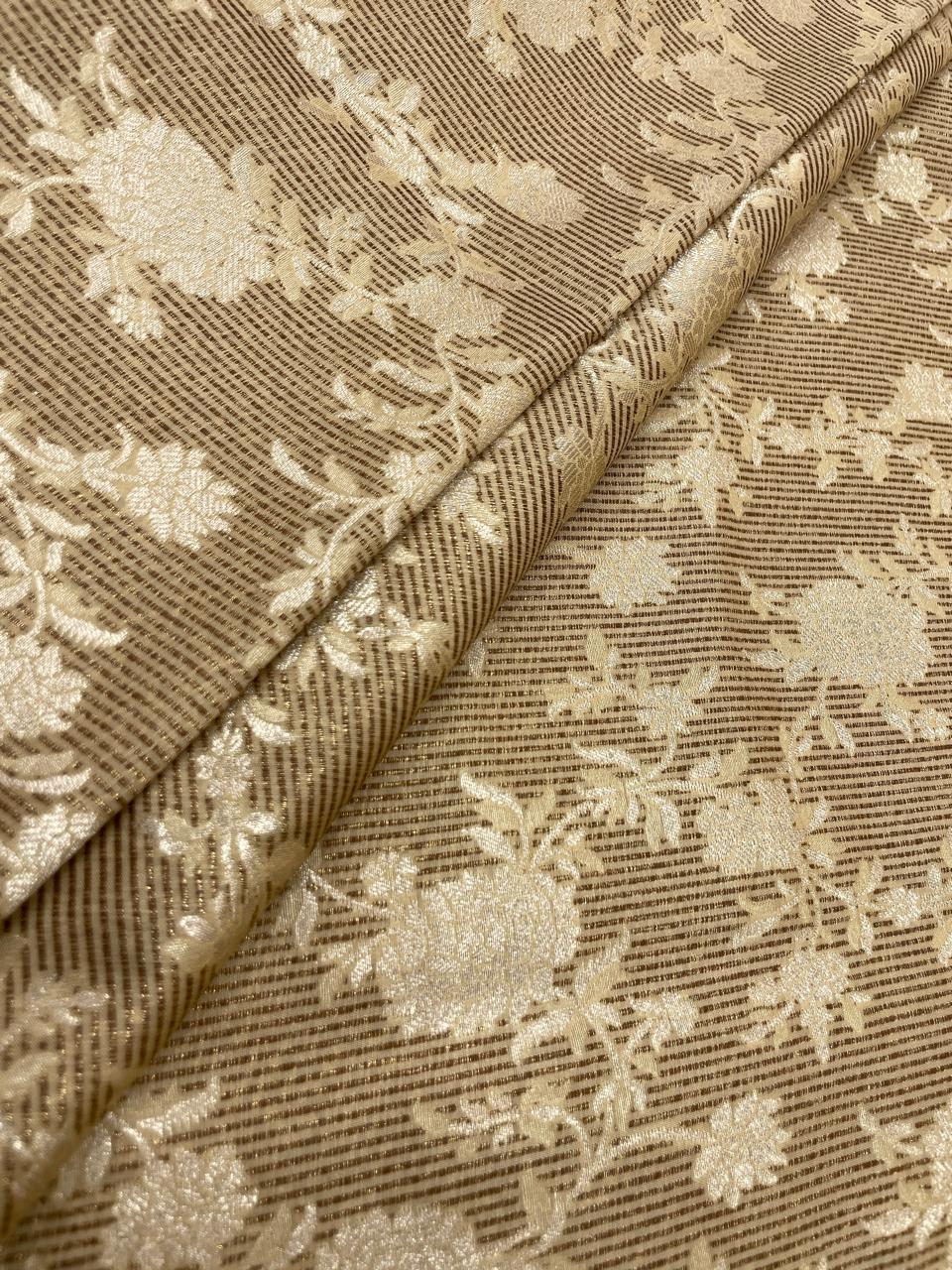 Pure Banarasi Silk Tissue Stripe With Resham Jaal