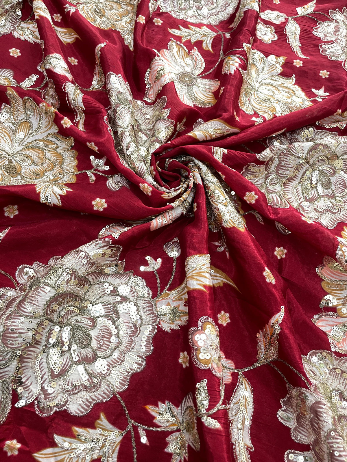 Crepe Position Print Embroidery