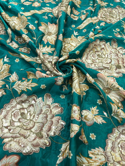 Crepe Position Print Embroidery