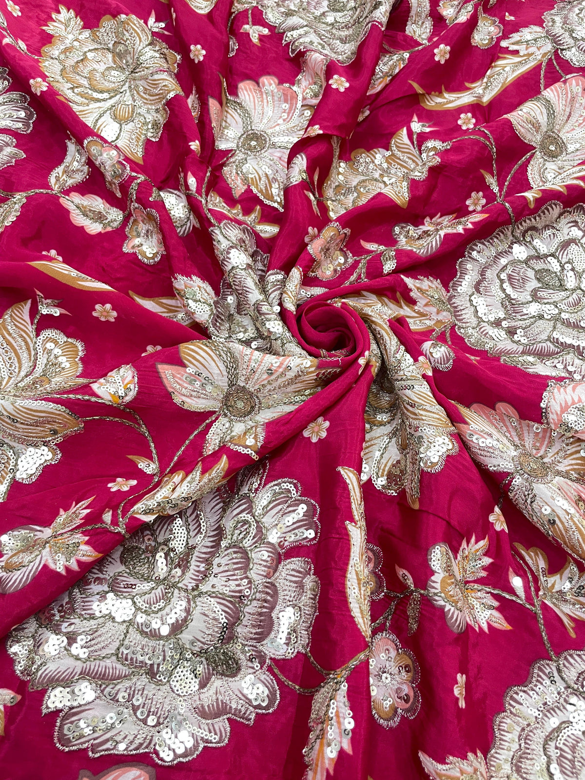 Crepe Position Print Embroidery