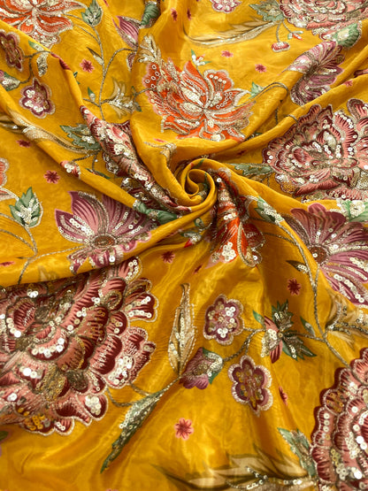 Crepe Position Print Embroidery